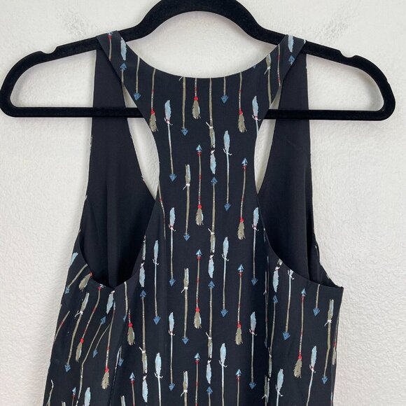 Joie Womens Small 100% Silk Arrow Print Racerback Swing Dress Sleeveless - Picture 10 of 11